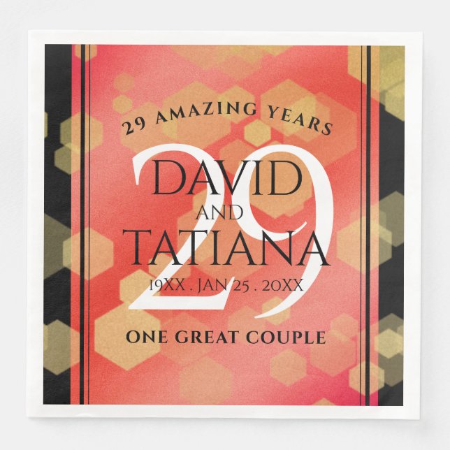 Elegant 29th Garnet Wedding Anniversary Napkin (Front)