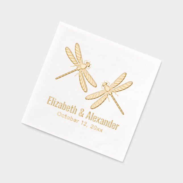 Élégant 2 libellules Mariage Nom du couple Date (Gauche)