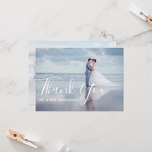 Elegant 2 Photo  Calligraphy Script Wedding (Front/Back In Situ)