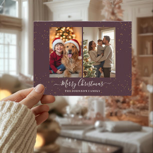 Elegant  2 Photo Christmas Card