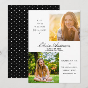 Elegant 2 Photo Graduation Party Invitation