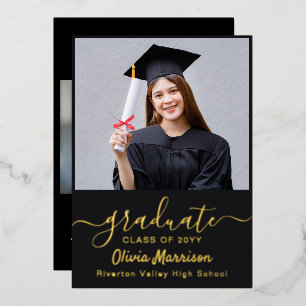 Elegant 2 Photo Graduation Party Modern Black