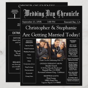 Elegant 2 Photo QR Code Newspaper Wedding Program