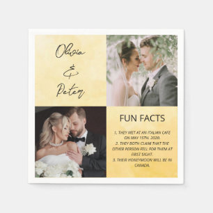 Elegant 2 Photo Simple Couple Fun Facts Wedding Napkin