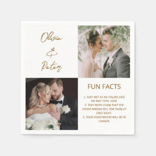 Elegant 2 Photo Simple Couple Fun Facts Wedding Napkin