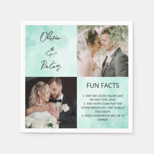 Elegant 2 Photo Simple Couple Fun Facts Wedding Napkin