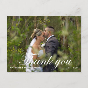 Elegant 2 Photo Wedding With Notes Thank You Postc Postcard