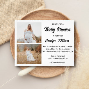  elegant 2 photos collage baby shower invitation  flyer