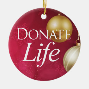 Elegant 2-sided Donate Life Ceramic Ornament