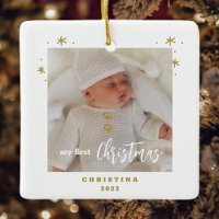 Elegant 2-Sided My First Christmas Baby's Photo C