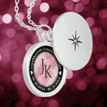 Elegant 2nd 5th Rose Quartz Wedding Anniversary Locket Necklace<br><div class="desc">Celebrate the 2nd or 5th wedding anniversary with this commemorative locket! Elegant black and white lettering with hexagonal confetti on a rich pink background add a memorable touch for this special occasion and milestone. Customize with couple's initials, a special message, and dates for their rose quartz anniversary. Design © W.H....</div>