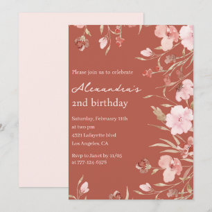 Elegant 2nd birthday invitations Floral Chic 
