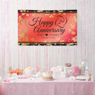 Elegant 2nd Garnet Wedding Anniversary Banner