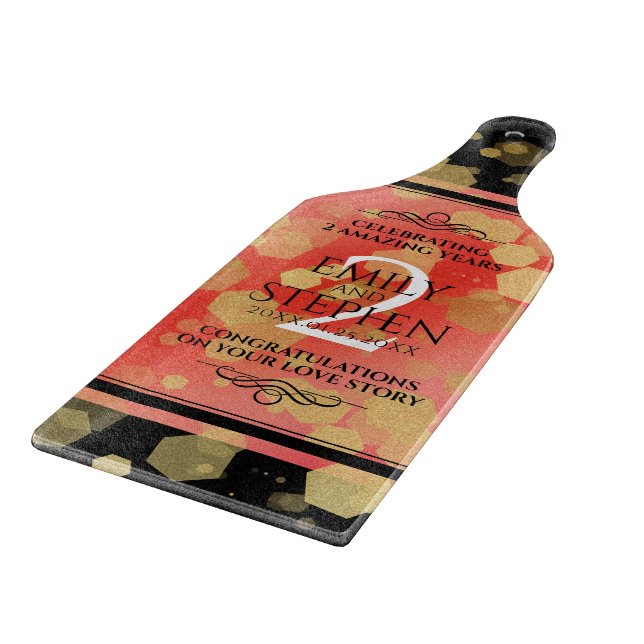 Elegant 2nd Garnet Wedding Anniversary Celebration Cutting Board (Corner)