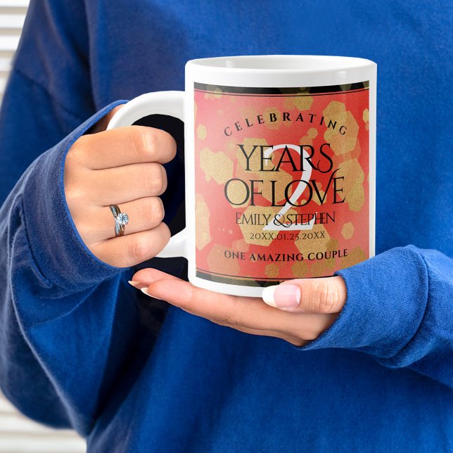 Elegant 2nd Garnet Wedding Anniversary Celebration Large Coffee Mug (2nd Wedding Anniversary Jumbo Coffee Mug Cover Photo (Garnet).)