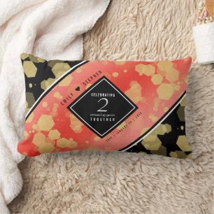 Elegant 2nd Garnet Wedding Anniversary Lumbar Pillow