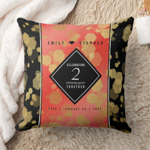 Elegant 2nd Garnet Wedding Anniversary Throw Pillow