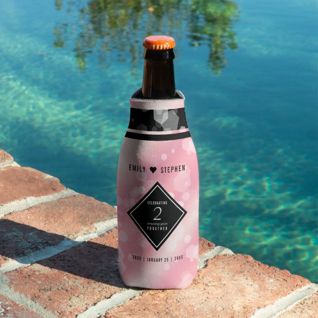 Elegant 2nd Rose Quartz Wedding Anniversary Bottle Cooler (In Situ Pool)