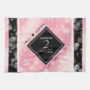 Elegant 2nd Rose Quartz Wedding Anniversary Kitchen Towel