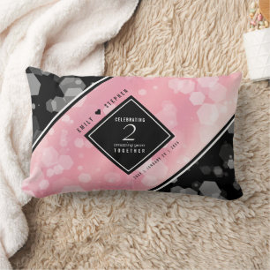 Elegant 2nd Rose Quartz Wedding Anniversary Lumbar Pillow