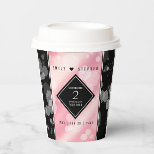 Elegant 2nd Rose Quartz Wedding Anniversary Paper Cups