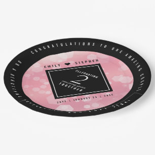Elegant 2nd Rose Quartz Wedding Anniversary Paper Plate