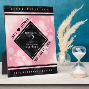 Elegant 2nd Rose Quartz Wedding Anniversary Plaque