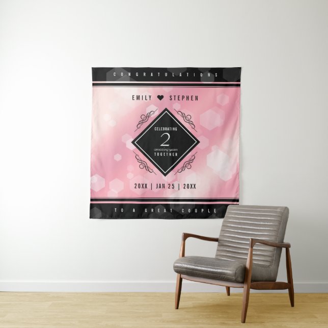 Elegant 2nd Rose Quartz Wedding Anniversary Tapestry (In Situ)
