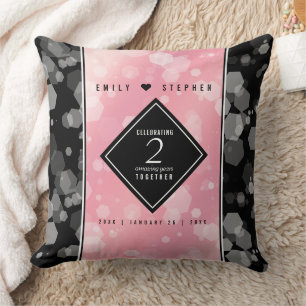 Elegant 2nd Rose Quartz Wedding Anniversary Throw Pillow