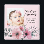 Elegant 2x2 Pink THANK YOU FOR COMING! Christening Magnet<br><div class="desc">This elegant,  pink and pretty gift magnet is a great way to say thank you to all your guests for joining you in your christening day celebration. Black text is set using popular typography. Text font and colours can be changed using the EDIT menu.</div>