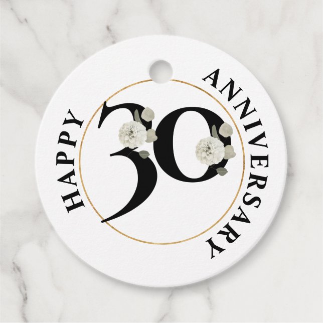 Elegant 30th Anniversary Favour Tags (Front)