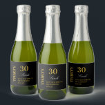 Elegant 30th Birthday Black and Gold Thank You Sparkling Wine Label<br><div class="desc">Elegant 30th Birthday Black and Gold Thank You Sparkling Wine Label</div>