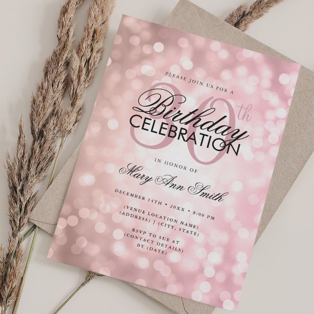 Elegant 30th Birthday Glam Rose Gold Shimmer Light Invitation (Elegant 30th Birthday Glam Rose Gold Shimmer Light Invitation)