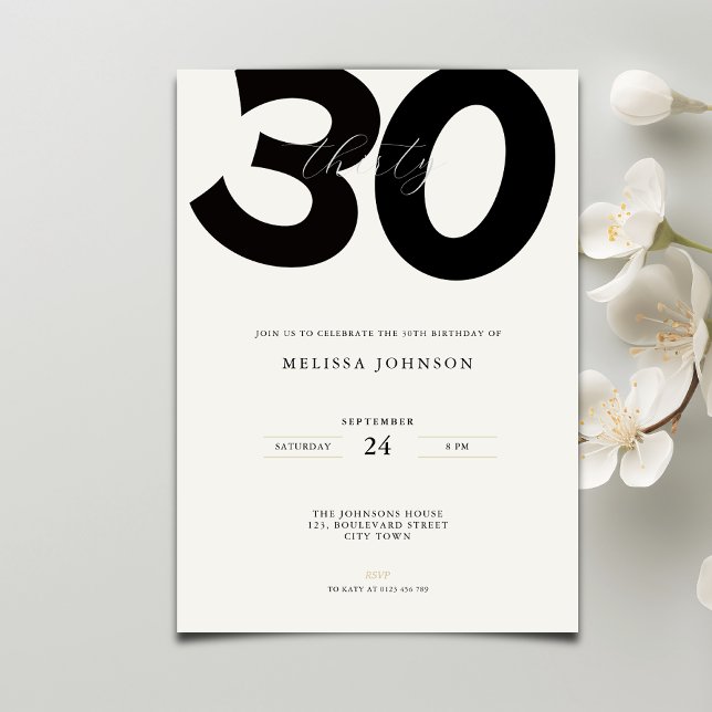 Elegant 30th Birthday Invitation - Minimal Style (Creator Uploaded)