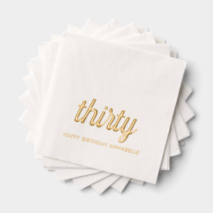 Elegant 30th Birthday Modern Gold Foil Napkins
