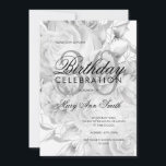 Elegant 30th Birthday Party Floral Silver White Invitation<br><div class="desc">Elegant 30th Birthday Party Floral Silver & White invitation template.</div>