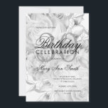 Elegant 30th Birthday Party Floral Silver White Invitation<br><div class="desc">Elegant 30th Birthday Party Floral Silver & White invitation template.</div>