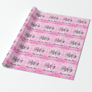 Elegant 30th Birthday Party Pink Glitter Lights Wrapping Paper