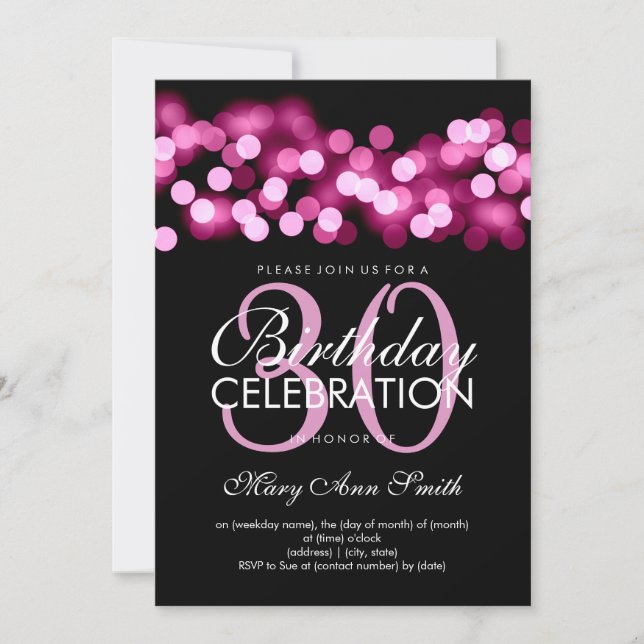 Elegant 30th Birthday Party Pink Hollywood Glam Invitation (Front)