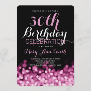 Elegant 30th Birthday Party Pink Lights Invitation