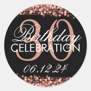 Elegant 30th Birthday Party Sparkles Rose Gold Classic Round Sticker