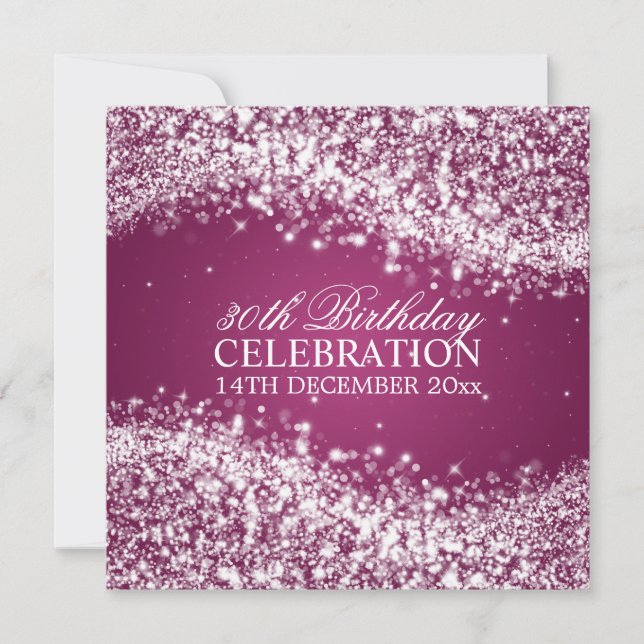Elegant 30th Birthday Party Sparkling Wave Pink Invitation (Front)
