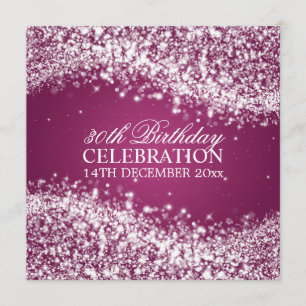 Elegant 30th Birthday Party Sparkling Wave Pink Invitation