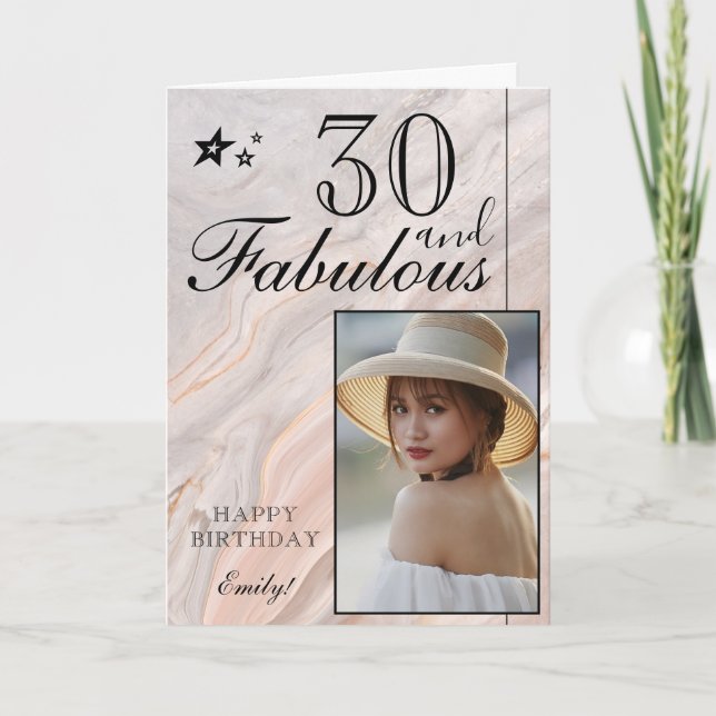 Elegant 30th Birthday Photo Template | Customizabl (Front)