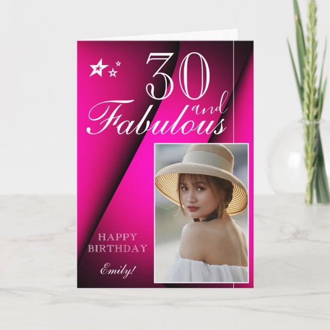 Elegant 30th Birthday Photo Template | Customizabl (Front)