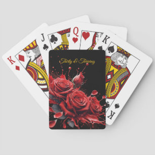 Elegant 30th Birthday - Roses in Bloom Playing Cards