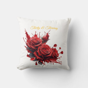 Elegant 30th Birthday - Roses in Bloom Throw Pillow