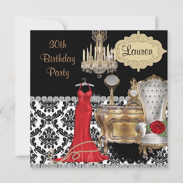 Elegant 30TH BIRTHDAY VINTAGE BLING  Invitation (Front)