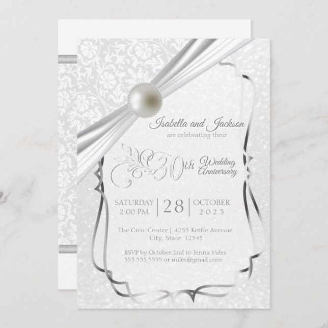 Elegant 30th Pearl Anniversary Design Invitation (Front/Back)