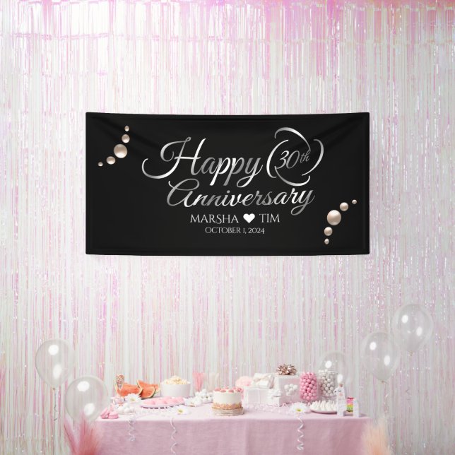 Elegant 30th Pearl Wedding Anniversary (4'x8')  Banner (Party)